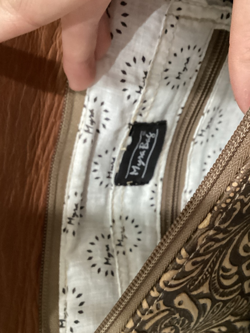 Myra Bag Brown and Cream with Fringe Crossbody - Picture 3 of 6
